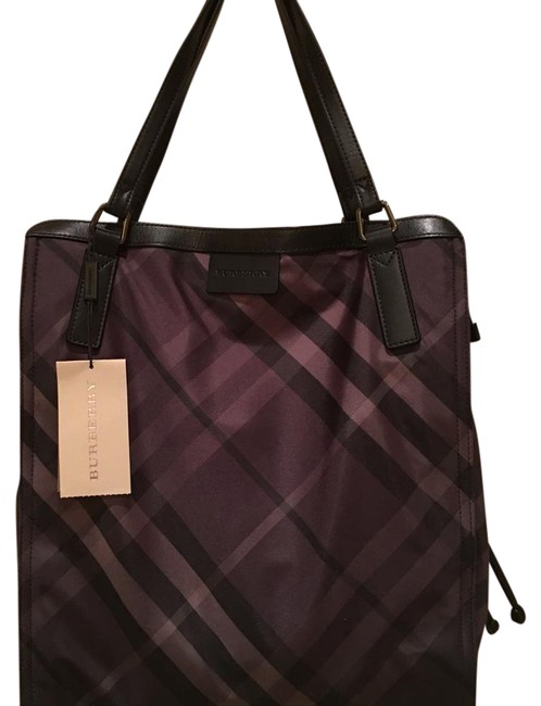 Burberry Bag Buckleigh Packable Nylon Charcoal Checks Tote