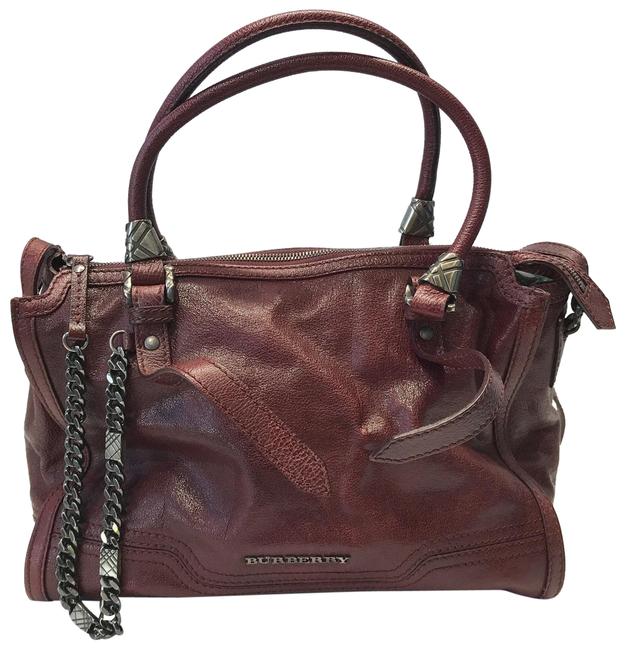 Burberry Burgundy Leather Tote