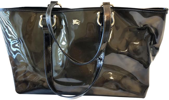 Burberry Byron Dark NikelSmoky Green Patent Leather Tote