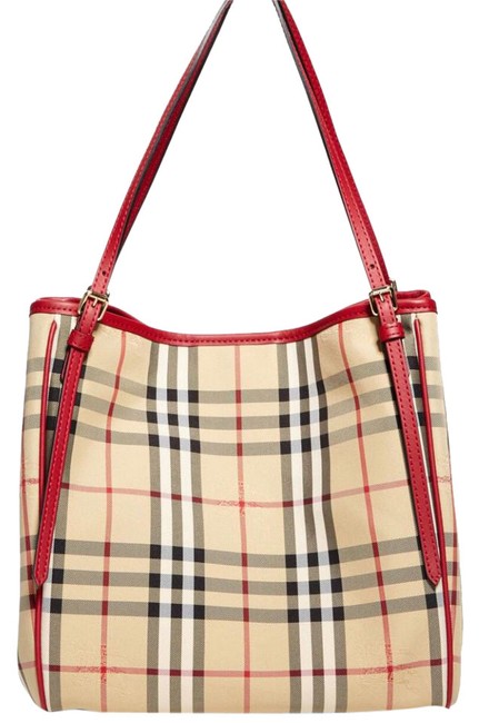 Burberry Canter Prada Red Canvas Tote