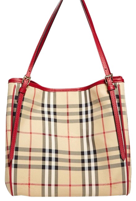 Burberry Canter Shopper Parade Red Canvas Tote
