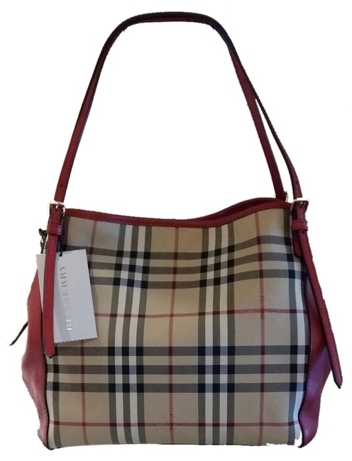 Burberry Canter Small Horseferry CheckLeather Parade Red Tote