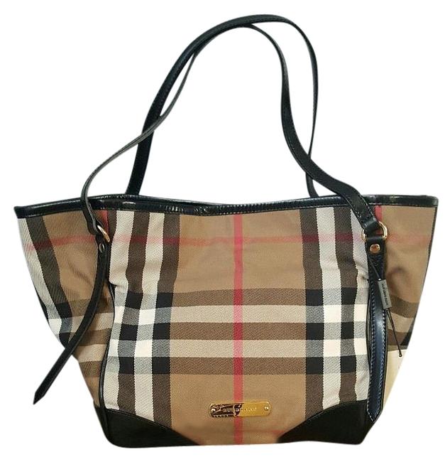 Burberry W Canterbury Bridle House Check WBlack Trim Black Cotton Tote