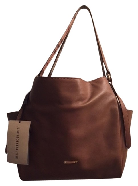 Burberry Canterbury Dark Tan Brown Leather Tote