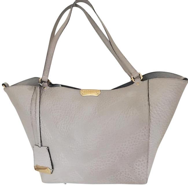 Burberry Canterbury Embossed Check Gray Leather Tote