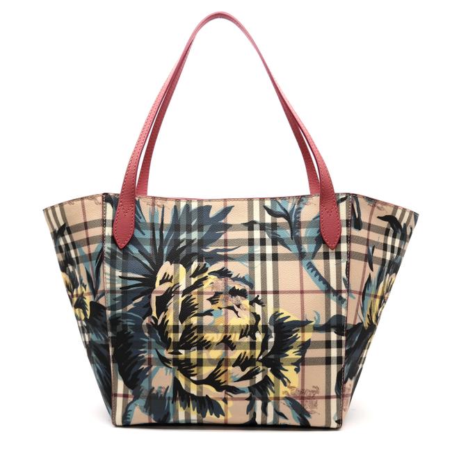 Burberry Canterbury Flower Print Pink Leather Tote