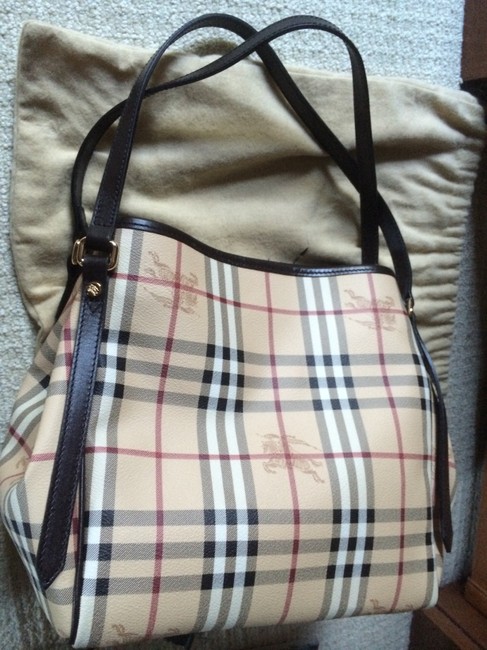 Burberry Canterbury Haymarket Dark Brown Coated Canvas + Leather Tote