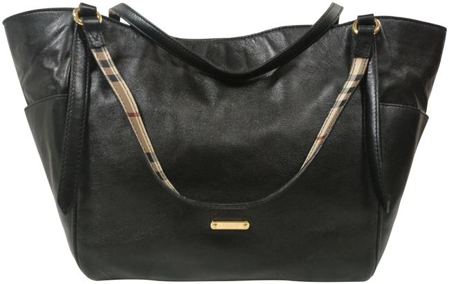 Burberry Canterbury House Check Black Leather Tote