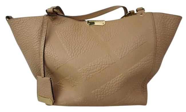 Burberry Canterbury Small Grain Shopper Pouch Nude Leather Tote