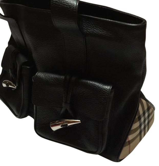 Burberry Canvas Black Leather Tote