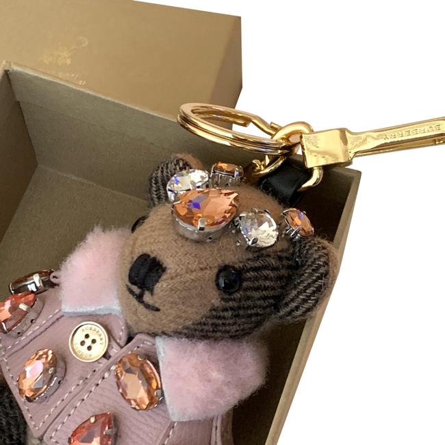 Burberry Cashmere Crystal Teddy Bear Keychain Pink Brown Tote