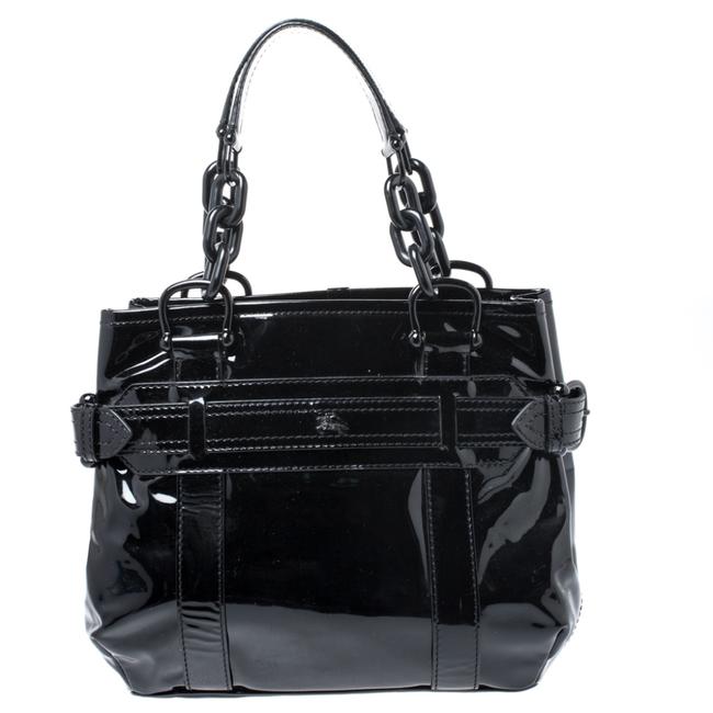Burberry Chain Black Patent Leather Tote