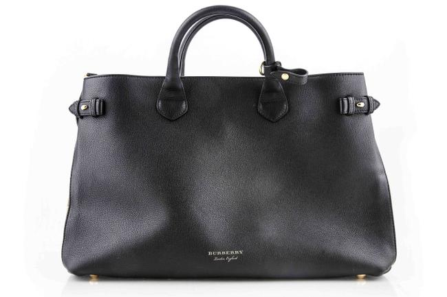 Burberry Bag Check Canvas Black Leather Tote