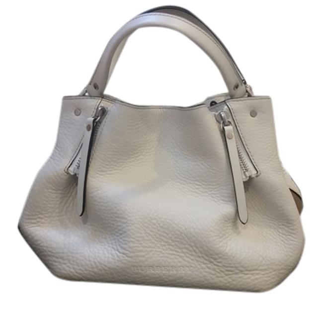 Burberry Bag Check Detail White Leather Tote