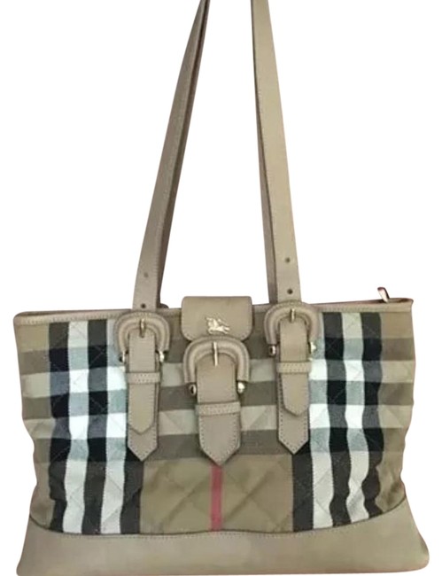 Burberry Check LeatherCanvas Tote