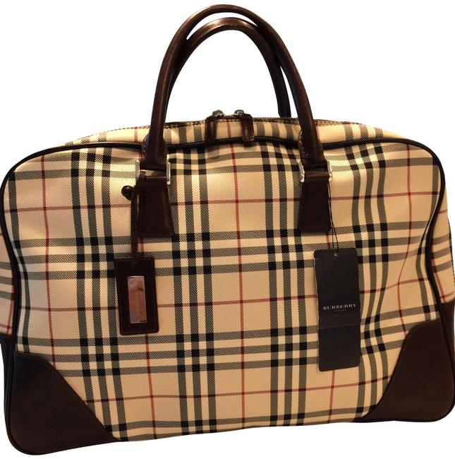 Burberry Check Nova Black Leather Tote