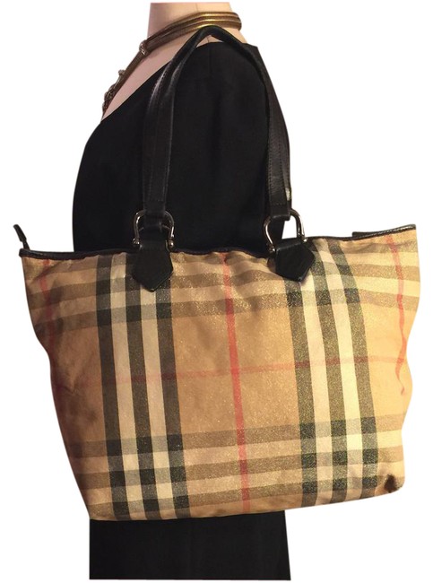 Burberry Check Print Gold Shimmer Tote