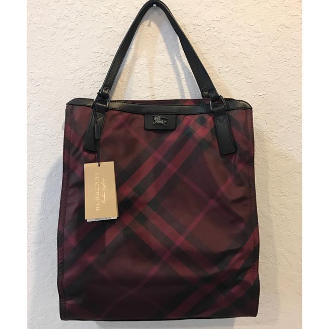 Burberry Check Red Nylon Tote