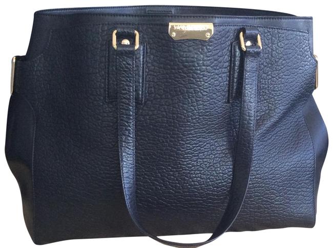 Burberry Clarborough Signature Grain Black Leather Tote