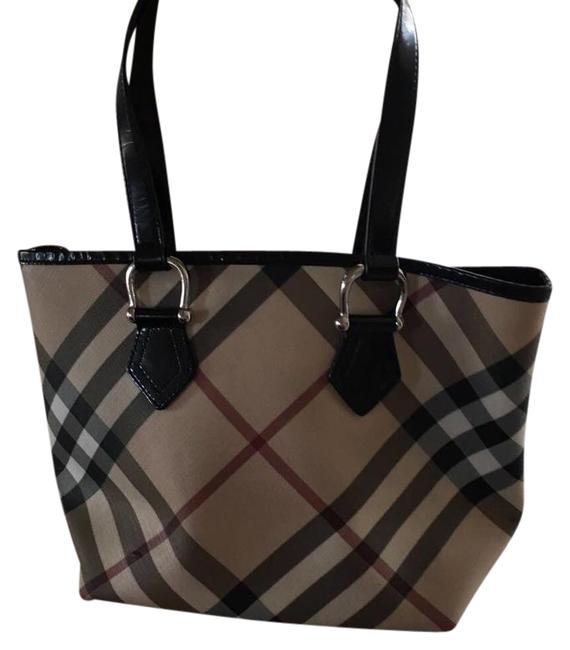 Burberry Cnqinchoqin Black Plaid Vinyl Tote