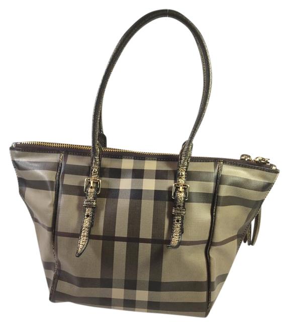 Burberry Coated Brown Canvas Tote