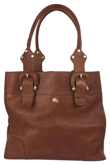 Burberry W Cognac Large W Knight Brown Leather Tote