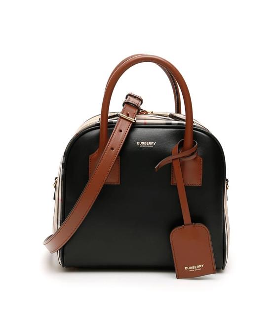 Burberry Cr New Medium Cube Black Brown Leather Tote