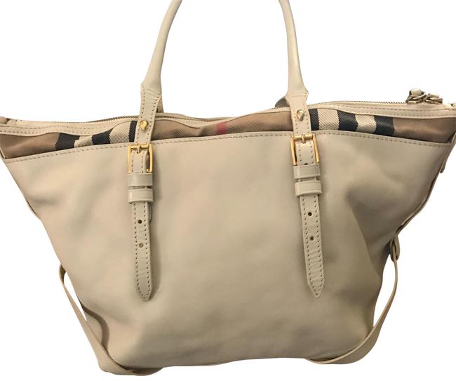 Burberry Cream Lambskin Leather Tote
