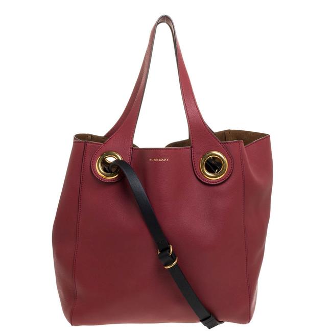 Burberry Crimson Medium Grommet Detail Red Leather Tote