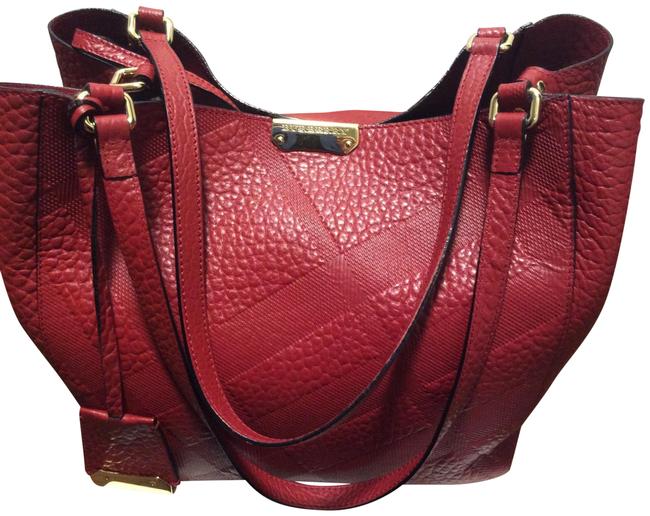 Burberry Bag Crimson Red Leather Tote