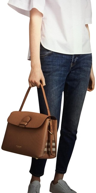 Burberry Bag Derby House Check Medium Camberley Dark Sand Leather Tote