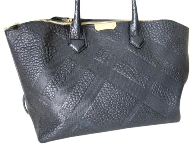 Burberry Bag Dewsbury Check Embossed Black Leather Tote