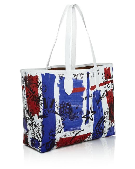 Burberry Doodle Jack Red Blue White Canvas Tote
