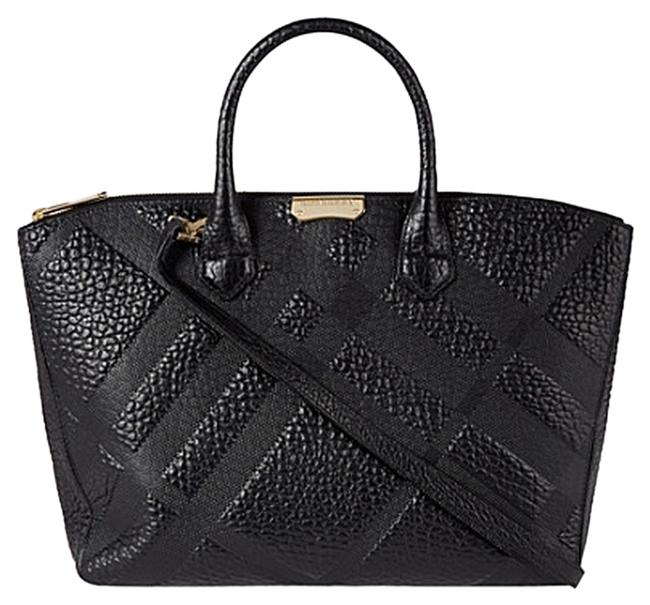Burberry Drewsbury Embossed Black Leather Tote