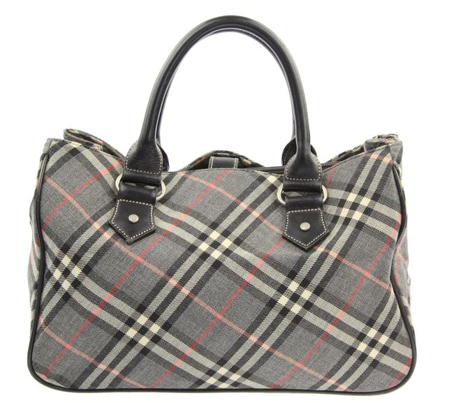 Burberry East West Blue Label Charcoal Check Jacquard Tote