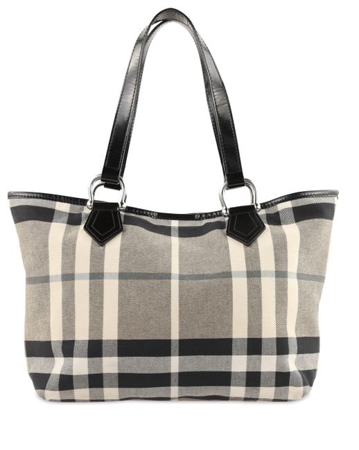 Burberry East west Check Black Canvas Tote