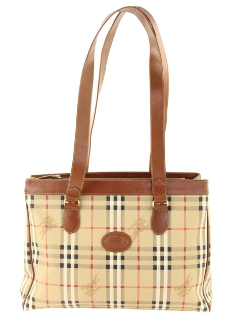 Burberry East West Haymarket Check Beige Coated Canvas Tote