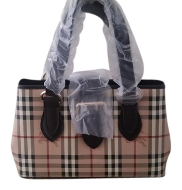 Burberry Bag Eden Classic Haymarket Check Leather TrimPvc Tote
