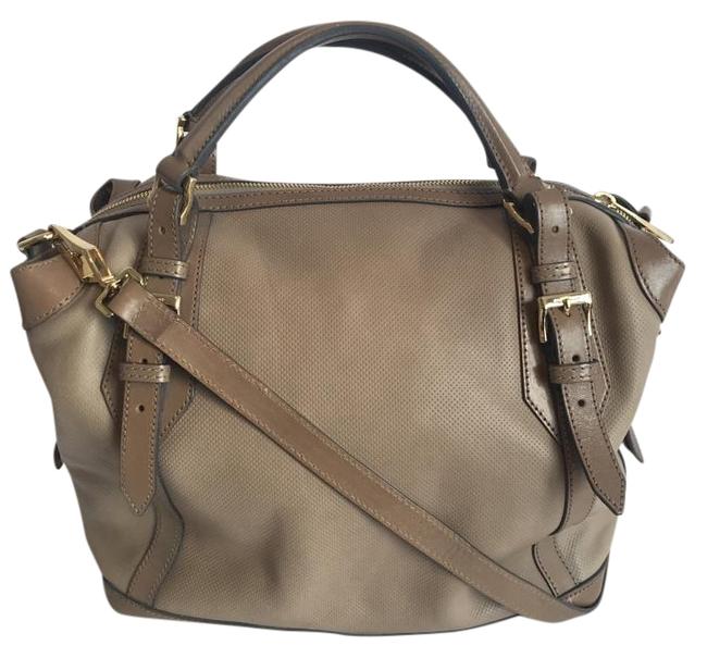 Burberry Ellers Perforated City Taupe Leather Tote