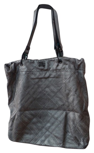 Burberry Elmgate Large Handbag Pointelle Lattice Silver Leather Tote