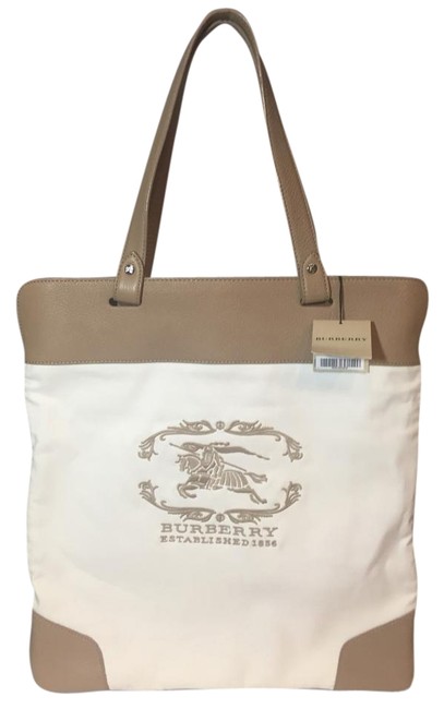 Burberry Embossed Cotton and Leather Tote