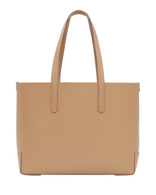 Burberry Embossed Monogram Motif Leather Camel Tote