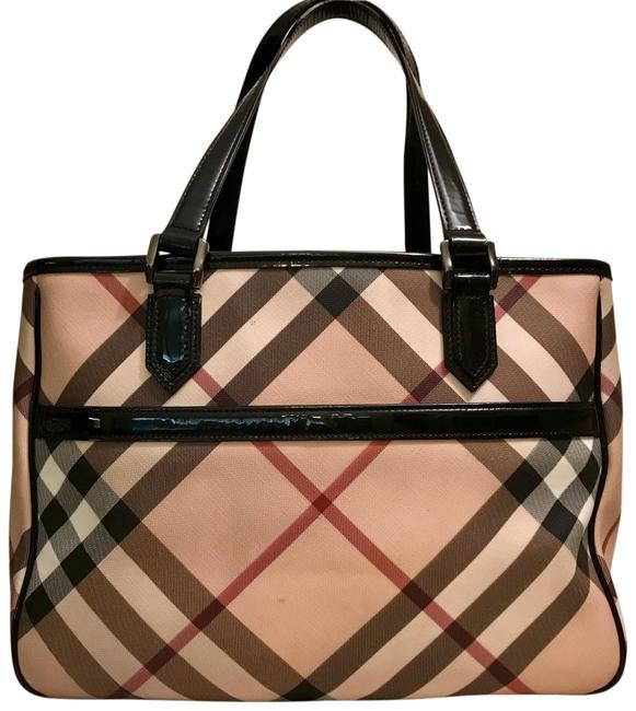 Burberry Bag Emmy Beige Canvas and Patent Leather Tote