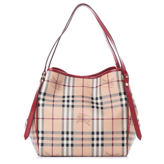 Burberry Euc Haymarket Check Canterbury RedMultiple Leather Pvc Tote