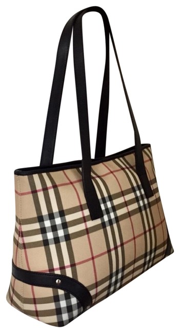 Burberry Euc Nova Check Classic Handbag Black LeatherPvc Tote