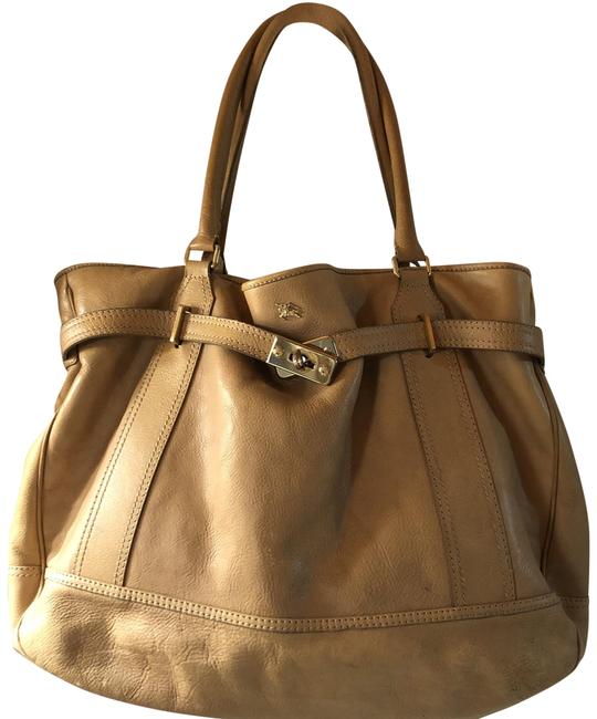 Burberry Extra Large Turnlock Beige Leather Tote