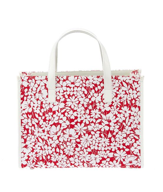 Burberry Floral 39518 RedWhite Canvas Patent Leather Tote