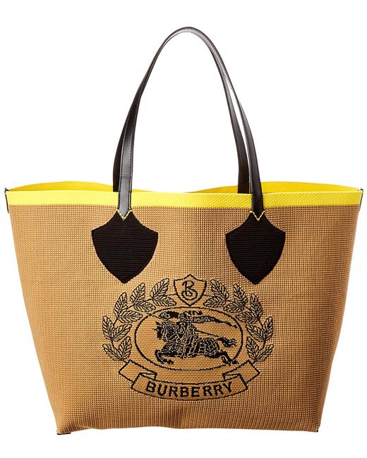 Burberry Giant Knit Archive Crest Leather trim Tote