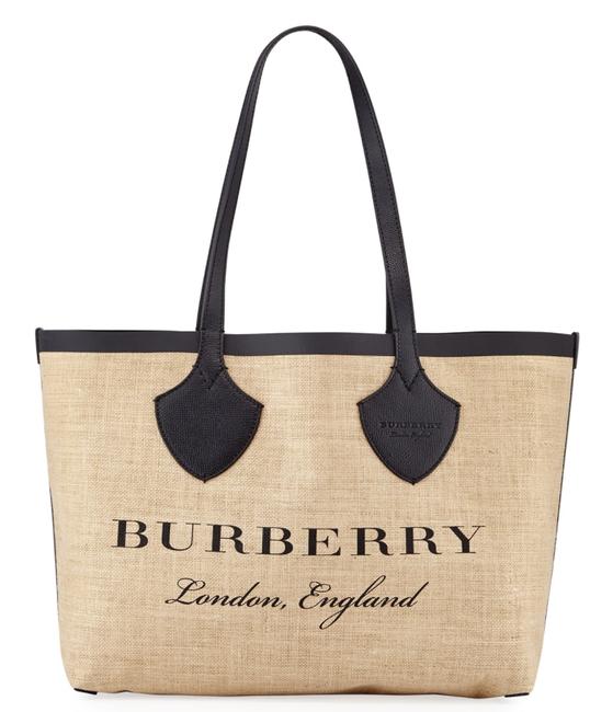 Burberry Giant Printed Shoulder Tan Jute Tote