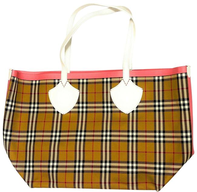 Burberry Giant Reversible Large Canvas White Cotton Tote